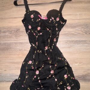 Dolls Kill Black Floral Mini Dress